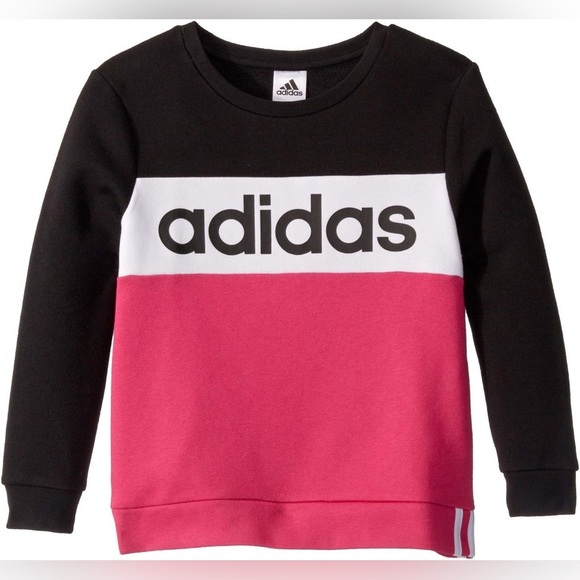 Adidas Colorblock Pink & Black Pullover Sweatshirt - Picture 1 of 7